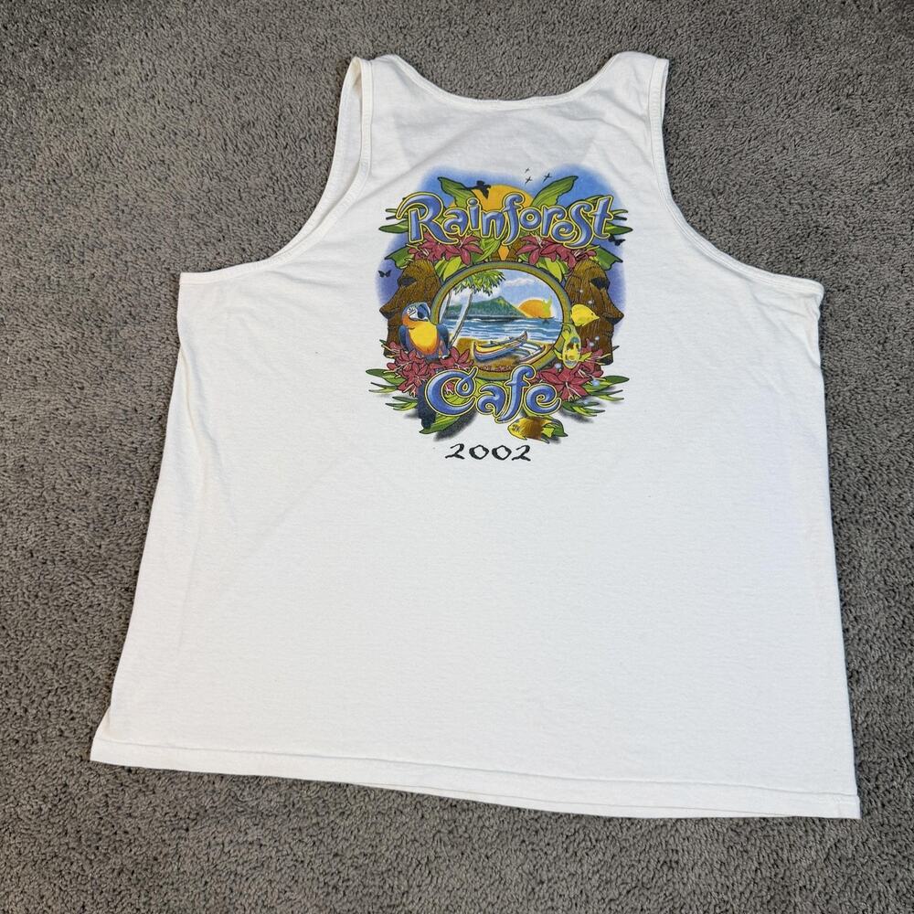 Vintage Rainforest Cafe Shirt Mens 2XL White 2002 Graphic Tank Tagless Cotton